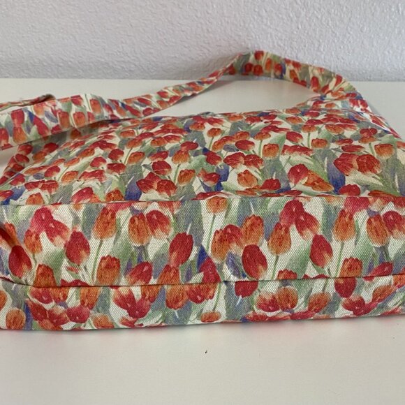 Beaguful Women's Aesthetic Hobo Bag – Retro Canvas Shoulder Crossbody, Red Tulip - Picture 3 of 5